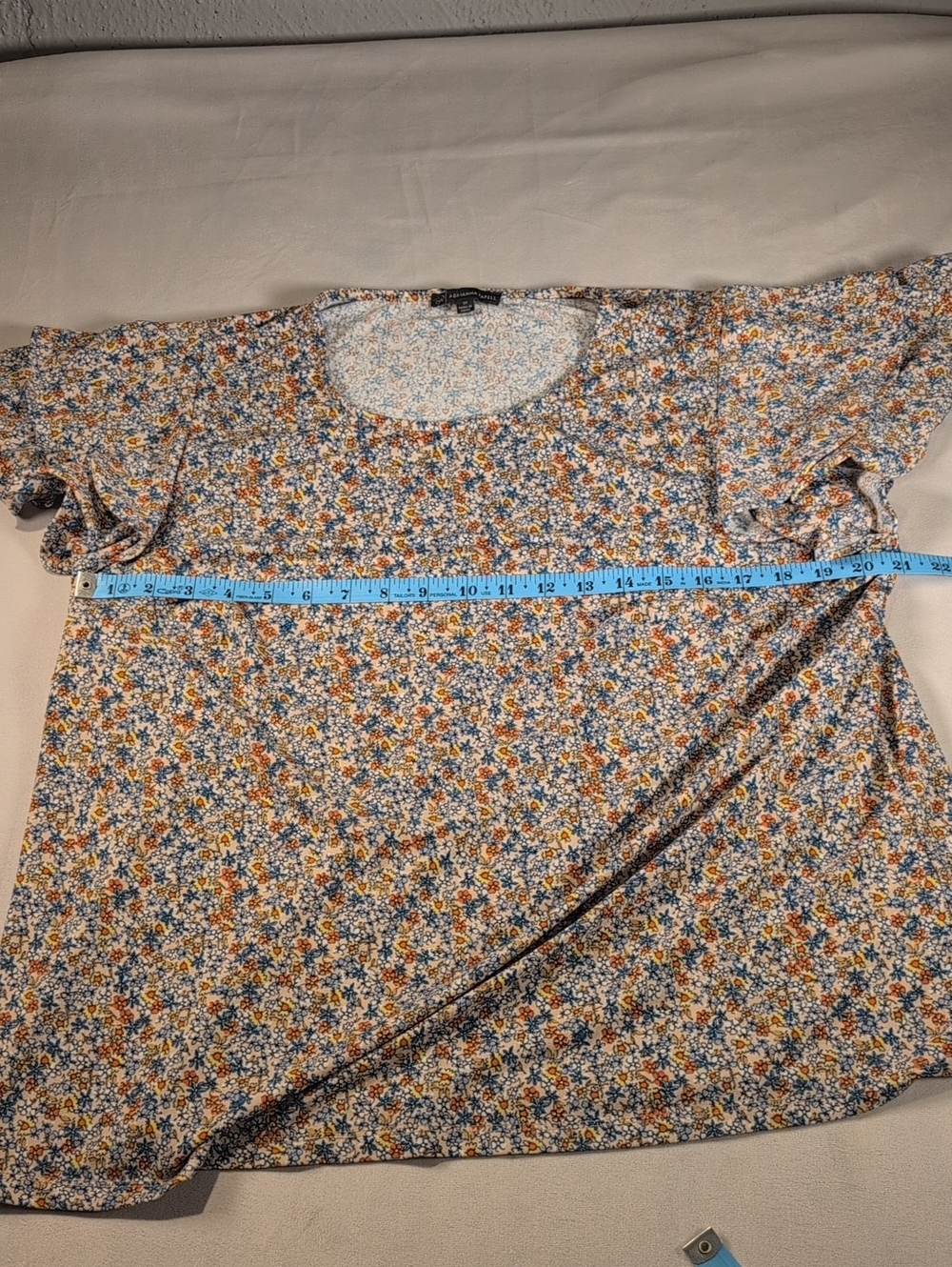 Adrianna Papell Blue & Orange Dainty Floral Print Blouse Size 1X - Picture 7 of 9